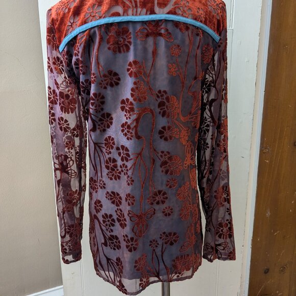 Sundance Size Small Button Front Crushed Velvet Blouse - Picture 4 of 5